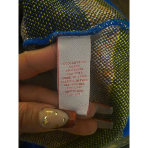 Betsey Johnson Vintage Knit Sweater Dress Folk Art Pattern Yellow/Blue/Purple S - Picture 5 of 8